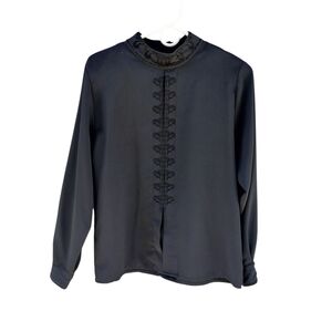 David Matthew Elegant Black Women's Blouse with Embroidered Design